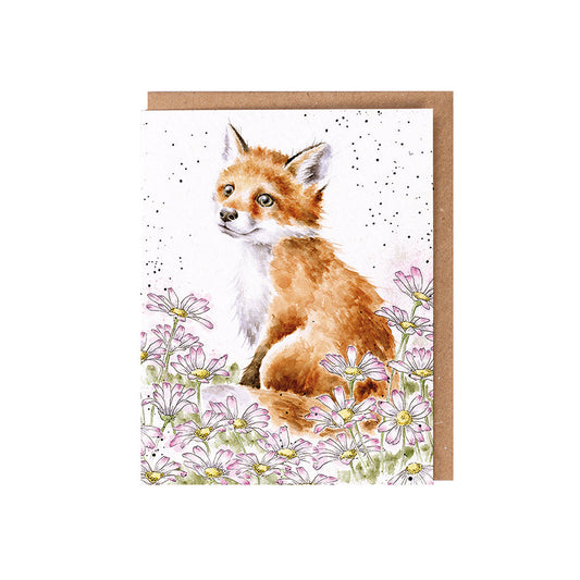 Wrendale Designs card The Wild Collection Fox cub MAKE MY DAISY