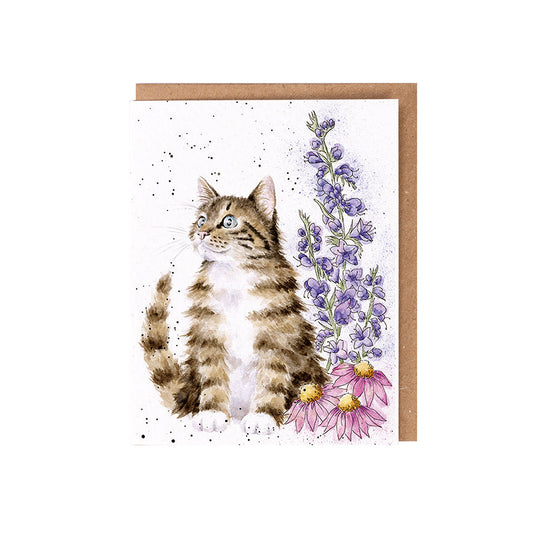 Wrendale Designs card The Wild Collection Cat WHISKERS and WILDFLOWERS 