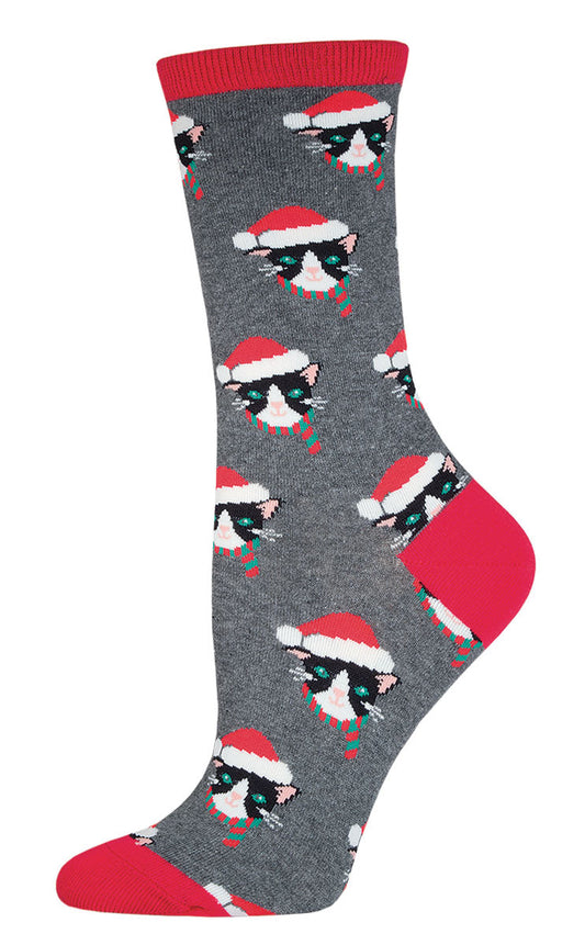 Socksmith Socks Christmas Small (women) CATS with santa hat grey