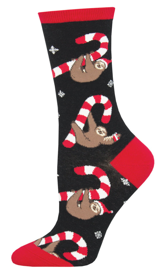 Socksmith Socks Christmas Small (women) SLOTHS with santa hat black