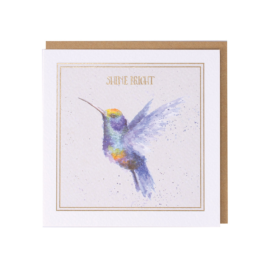 Wrendale Designs card Words of Wisdom Hummingbird SHINE BRIGHTLY