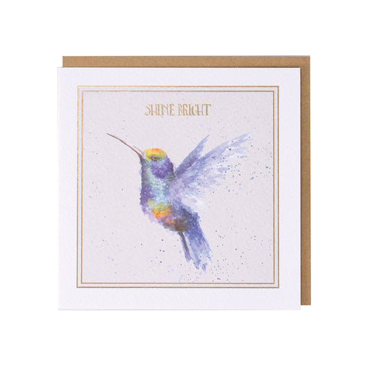 Wrendale Designs card Words of Wisdom Hummingbird SHINE BRIGHTLY 