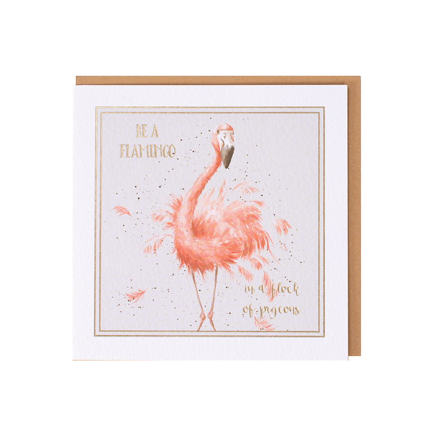 Wrendale Designs card Words of Wisdom Flamingo BE A FLAMINGO
