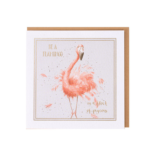 Wrendale Designs card Words of Wisdom Flamingo BE A FLAMINGO 