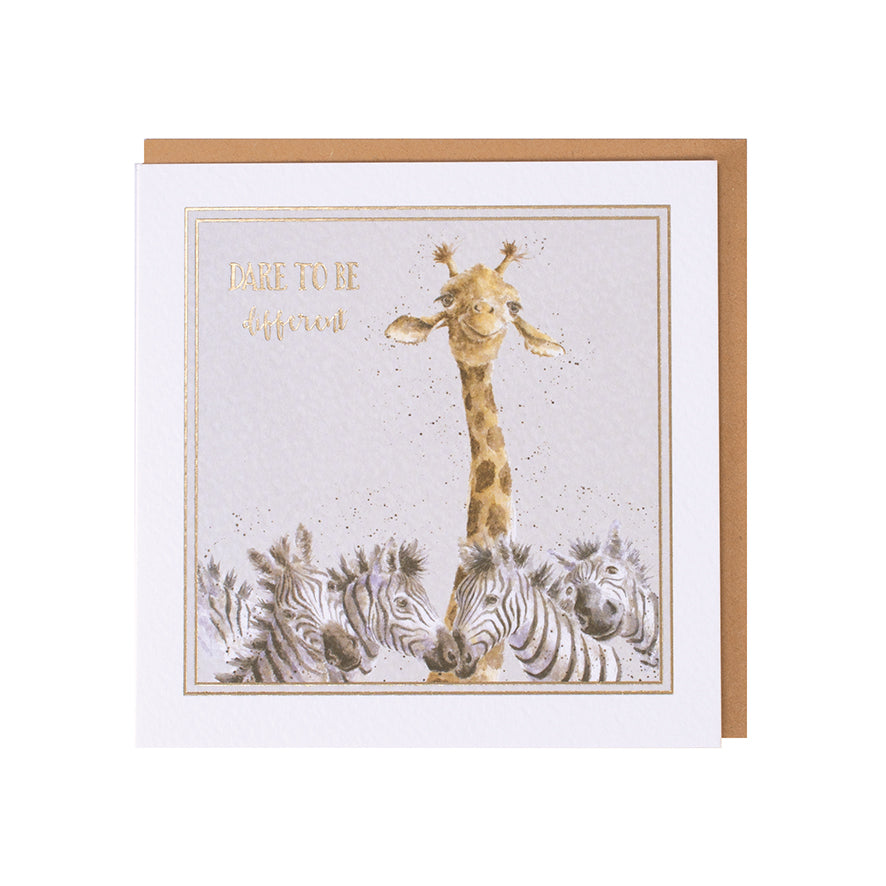 Wrendale Designs card Words of Wisdom Giraffe BE DIFFERENT