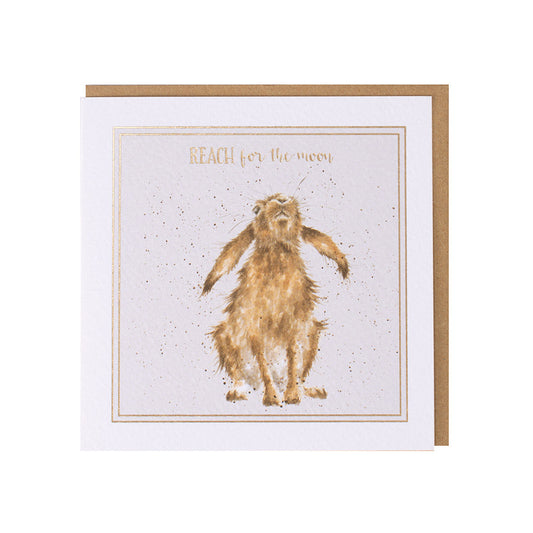 Wrendale Designs card Words of Wisdom Hare REACH FOR THE MOON