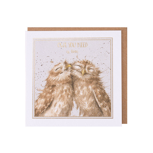 Wrendale Designs card Words of Wisdom Owls LOVE IS 