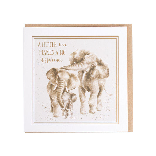 Wrendale Designs card Words of Wisdom Elephants A LITTLE LOVE 