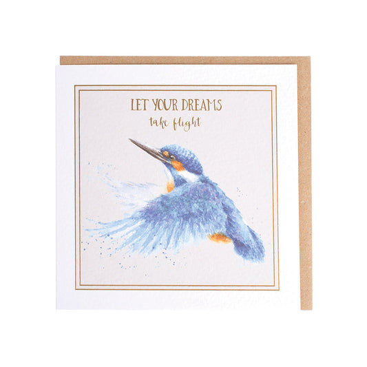 Wrendale Designs card Words of Wisdom Kingfisher TAKE FLIGHT 