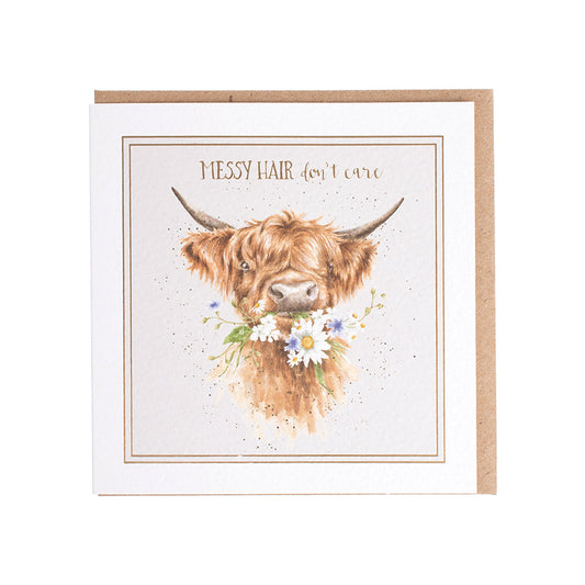 Wrendale Designs card Words of Wisdom Cow MESSY HAIR 