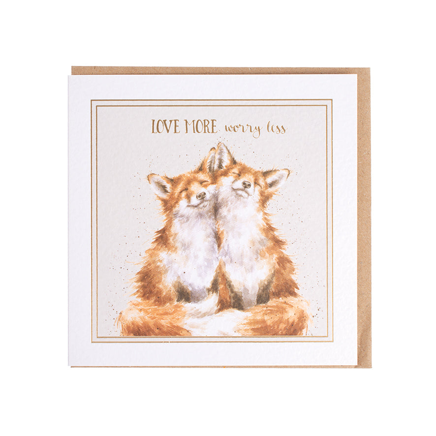 Wrendale Designs card Words of Wisdom Foxes WORRY LESS