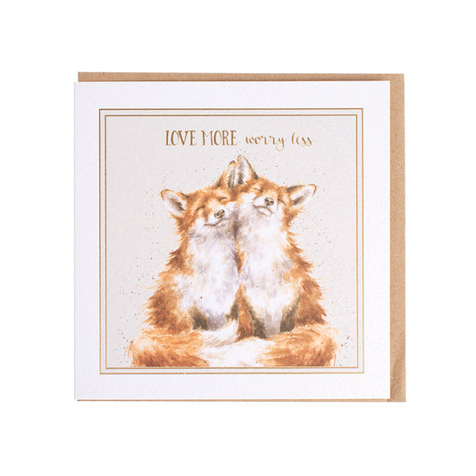 Wrendale Designs card Words of Wisdom Foxes WORRY LESS 