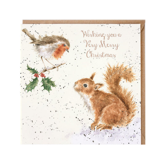 Wrendale Designs Christmas Card single SQUIRREL & ROBIN