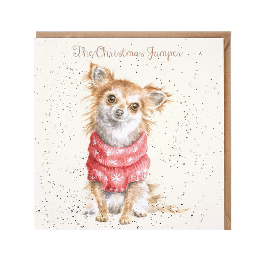 Wrendale Designs Christmas Card single CHIHUAHUA xmas jumper