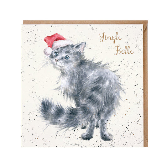 Wrendale Designs Christmas Card single CAT santa hat