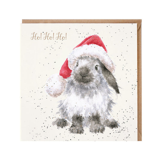 Wrendale Designs Christmas Card single RABBIT santa hat