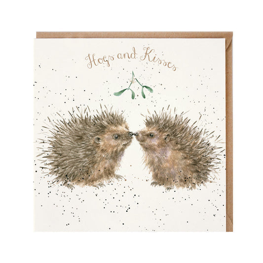 Wrendale Designs Christmas Card single HEDGEHOGS mistletoe