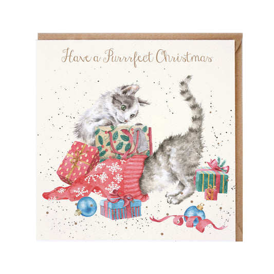 Wrendale Designs Christmas Card single CATS gifts wrapping
