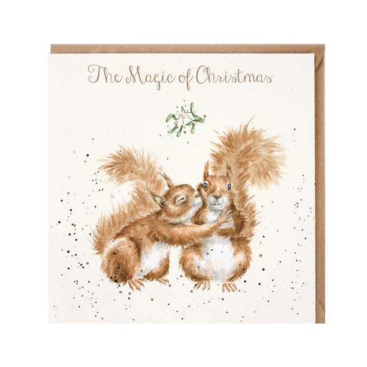 Wrendale Designs Christmas Card single SQUIRRELS mistletoe