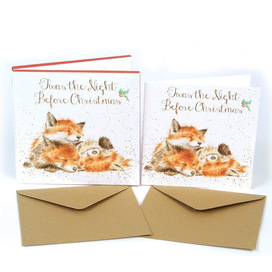 Wrendale Designs Chrsitmas Cards pack 8 FOX CUBS three sleeping