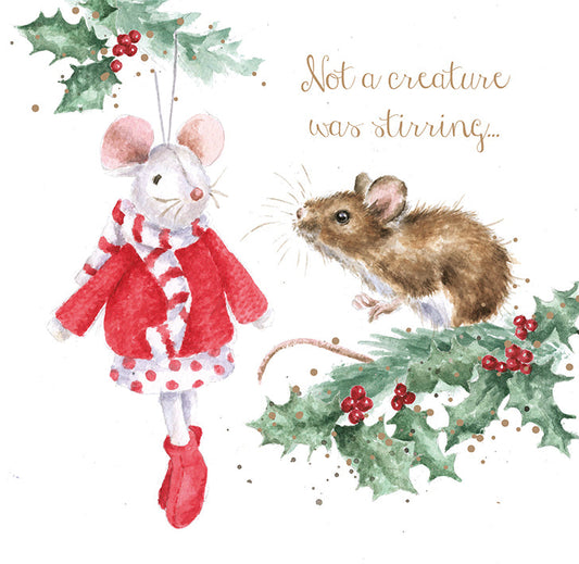 Wrendale Designs Chrsitmas Cards pack 8 MOUSE mouse decoration