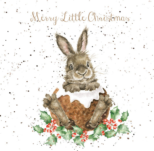 Wrendale Designs Chrsitmas Cards pack 8 RABBIT & PUDDING