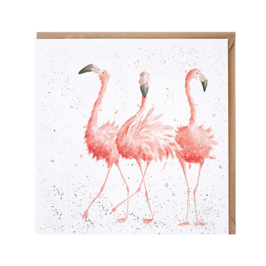Wrendale Designs card Zoology Collection Flamingos PINK LADIES
