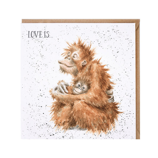 Wrendale Designs card Zoology Collection Orangutang LOVE IS
