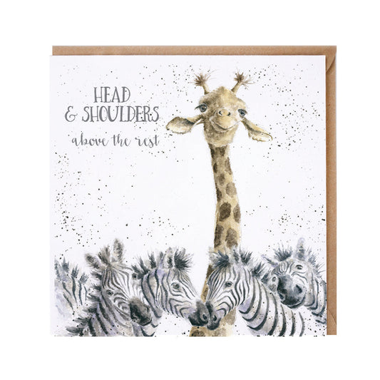 Wrendale Designs card Zoology Collection Giraffe HEAD & SHOULDER ABOVE THE REST