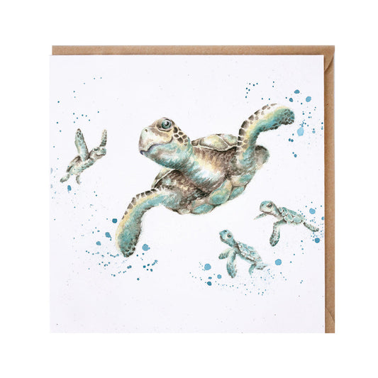 Wrendale Designs card Zoology Collection Turtles SWIMMING SCHOOL