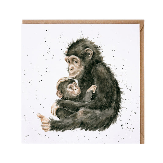 Wrendale Designs card Zoology Collection Chimpanzees CHIMP HUGS
