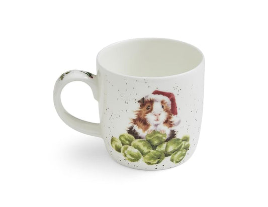Wrendale Designs Christmas Mug GUINEA PIG sprouts