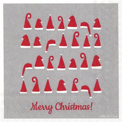 Christmas Napkins grey SANTA'S HATS