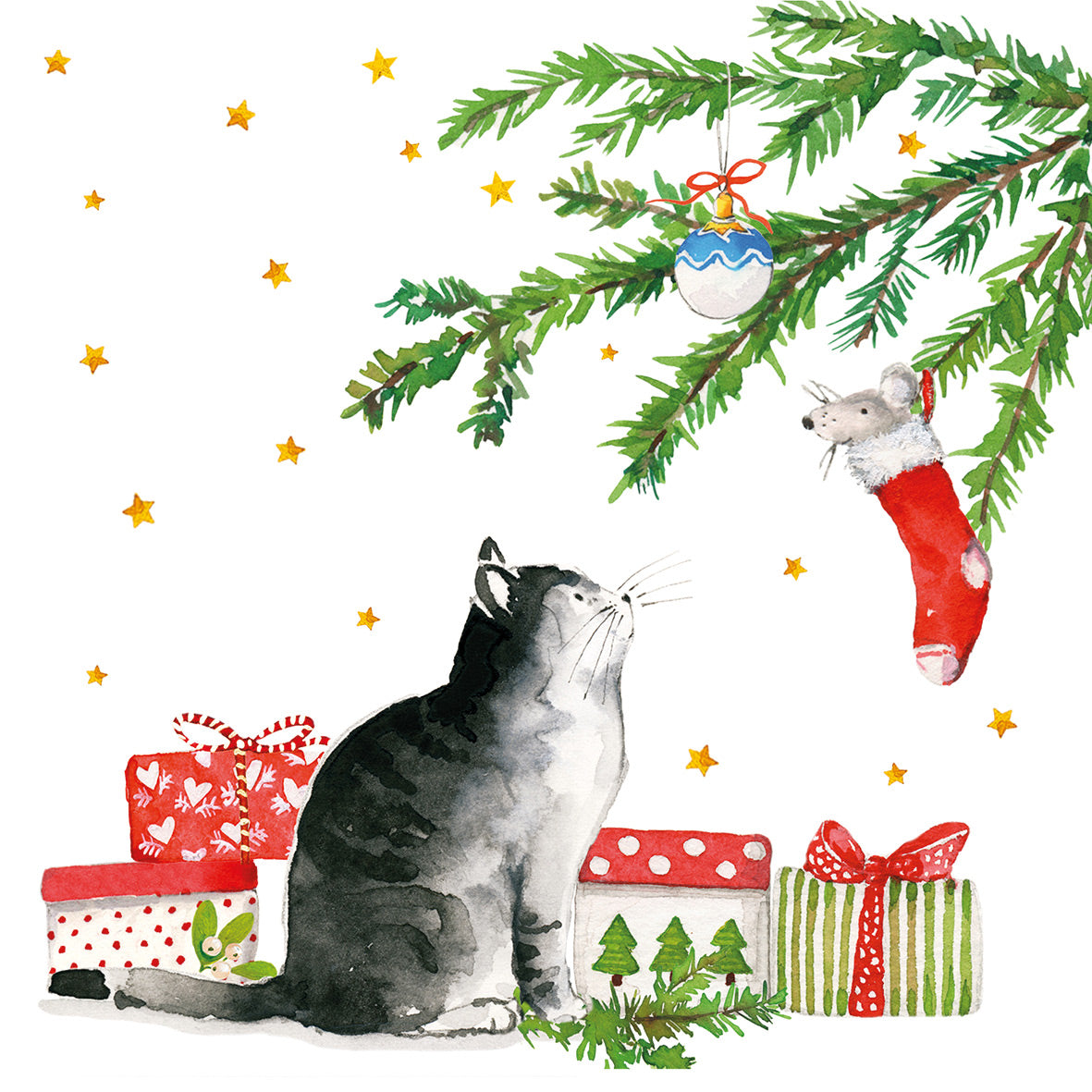 Christmas Napkins white CHRISTMAS CAT