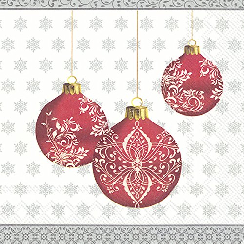 Christmas Napkins white FESTIVE BAUBLES