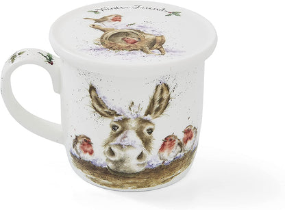 Wrendale Designs Christmas Mug & Coaster Set DONKEY & ROBINS