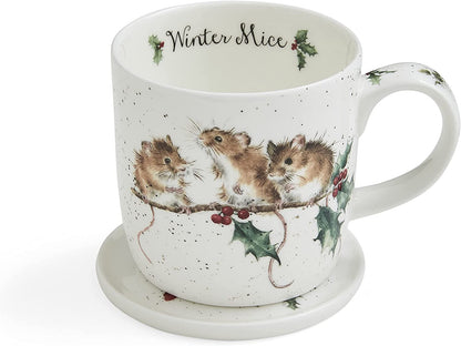 Wrendale Designs Christmas Mug & Coaster Set MICE