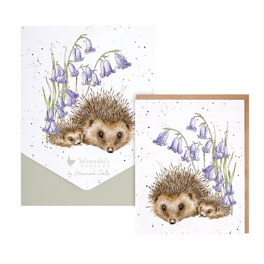 Wrendale Writing Set 8 Cards HEDGEHOGS bluebells