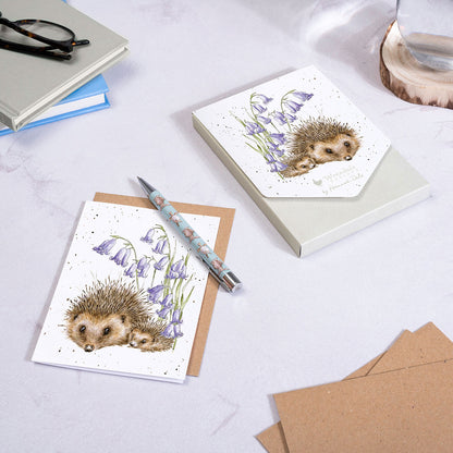 Wrendale Writing Set 8 Cards HEDGEHOGS bluebells