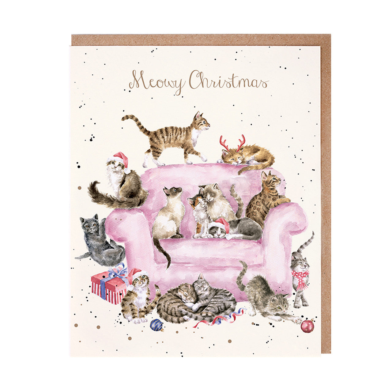 Wrendale Christmas Card rectangular CATS xmas antics