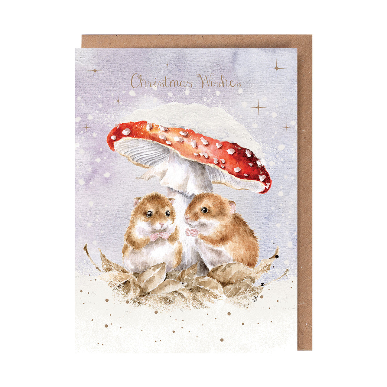 Wrendale Christmas Card rectangular MICE mushroom