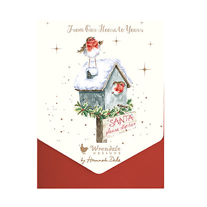 Wrendale Designs Christmas Cards pk-8 ROBINS Santa stop