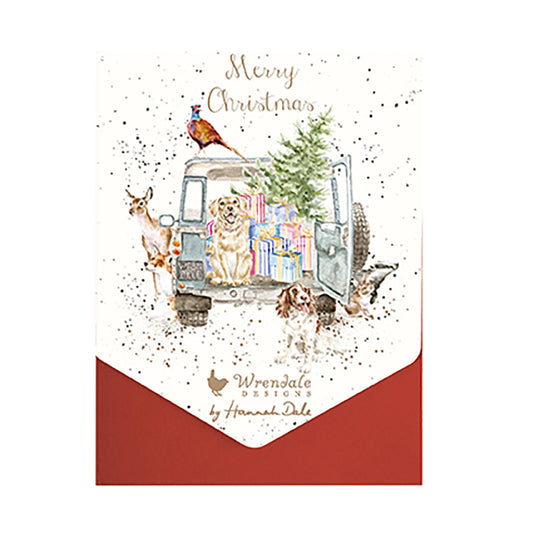 Wrendale Designs Christmas Cards pk-8 DOGS xmas landrover