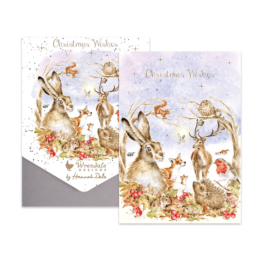 Wrendale Designs Christmas Cards pk-8 WOODLAND ANIMALS autumn foliage