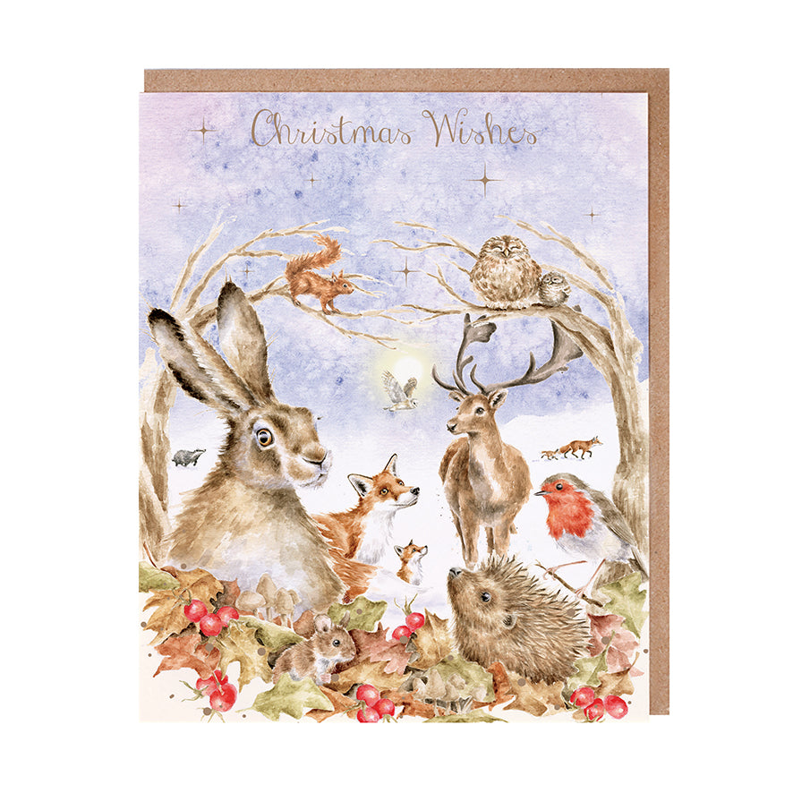 Wrendale Designs Christmas Cards pk-8 WOODLAND ANIMALS autumn foliage