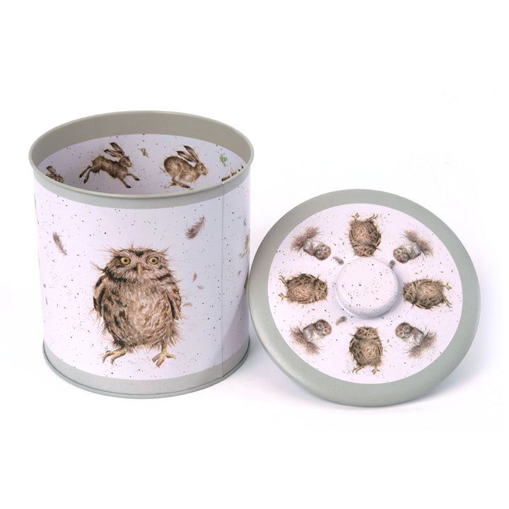 Wrendale Designs Tin Biscuit Barrel OWLS sage