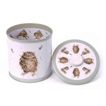 Wrendale Designs Tin Biscuit Barrel OWLS sage