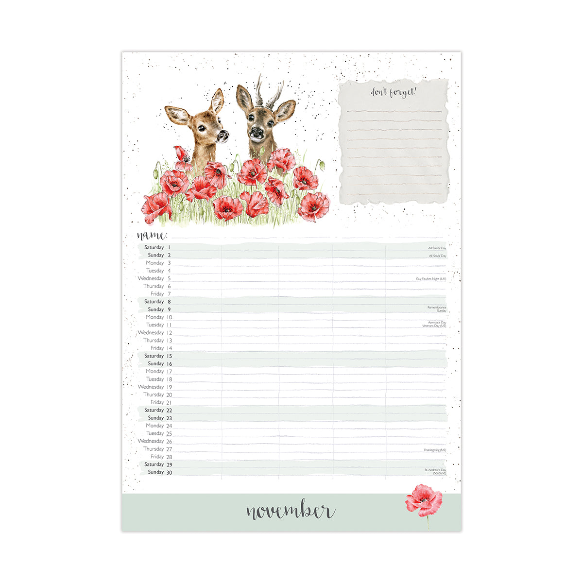 Wrendale Designs 2025 Calendar Organiser COUNTRY SET