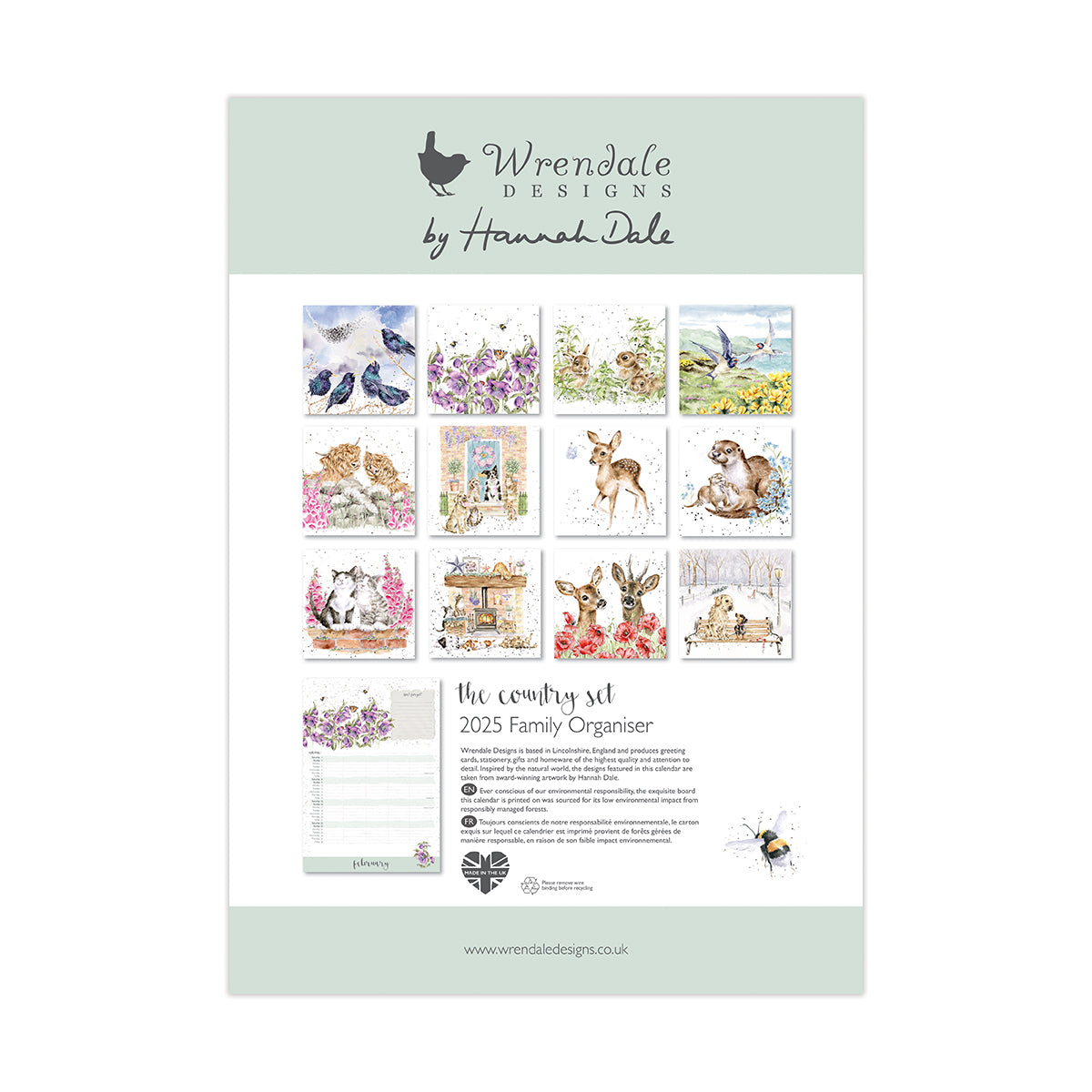 Wrendale Designs 2025 Calendar Organiser COUNTRY SET