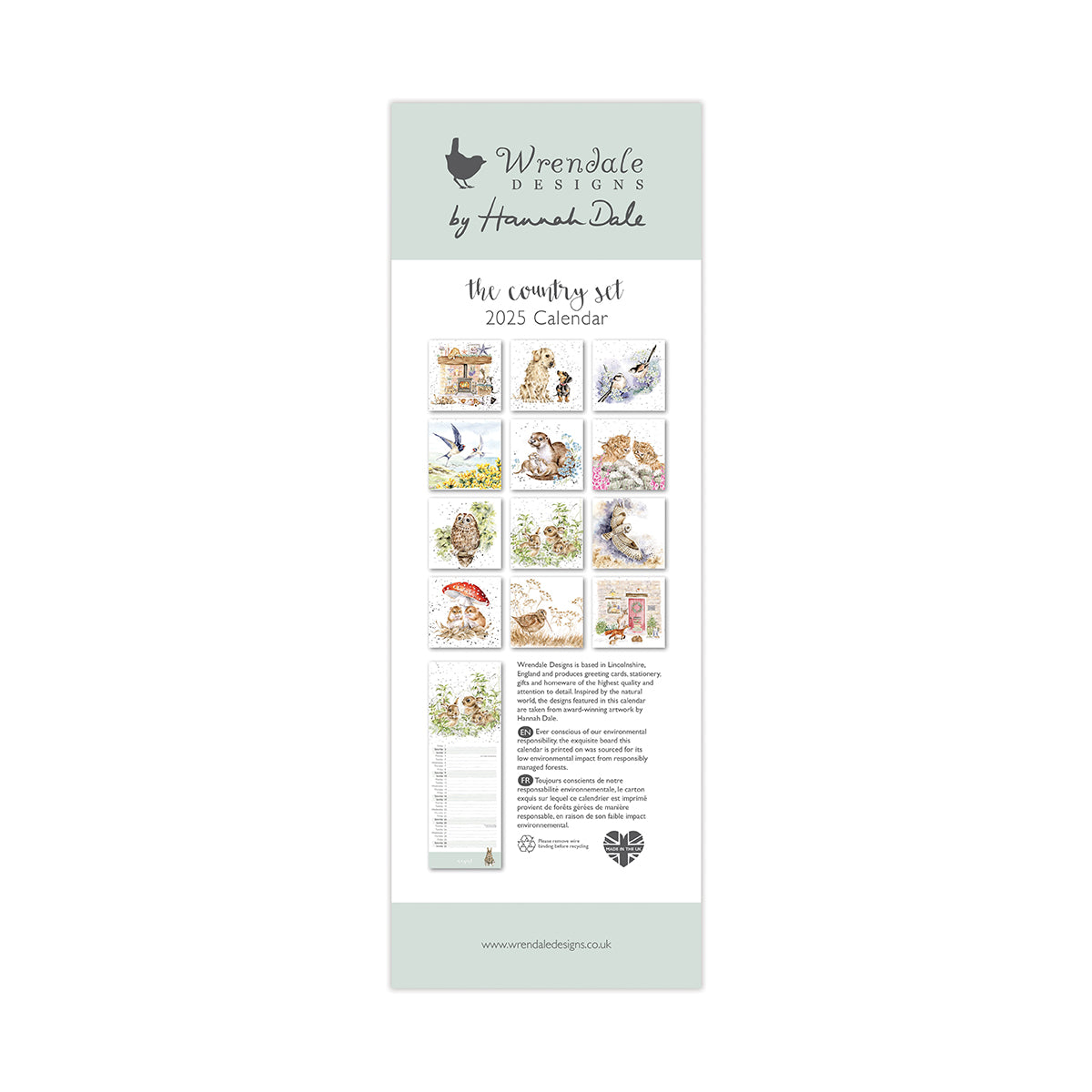 Wrendale Designs 2025 Calendar Slim COUNTRY SET